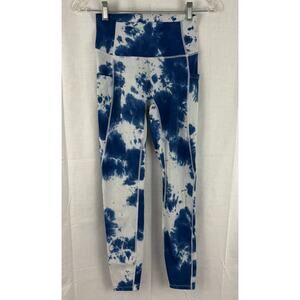 1st Phorm Blue White Tie Dye Yoga Athletic Leggings Medium